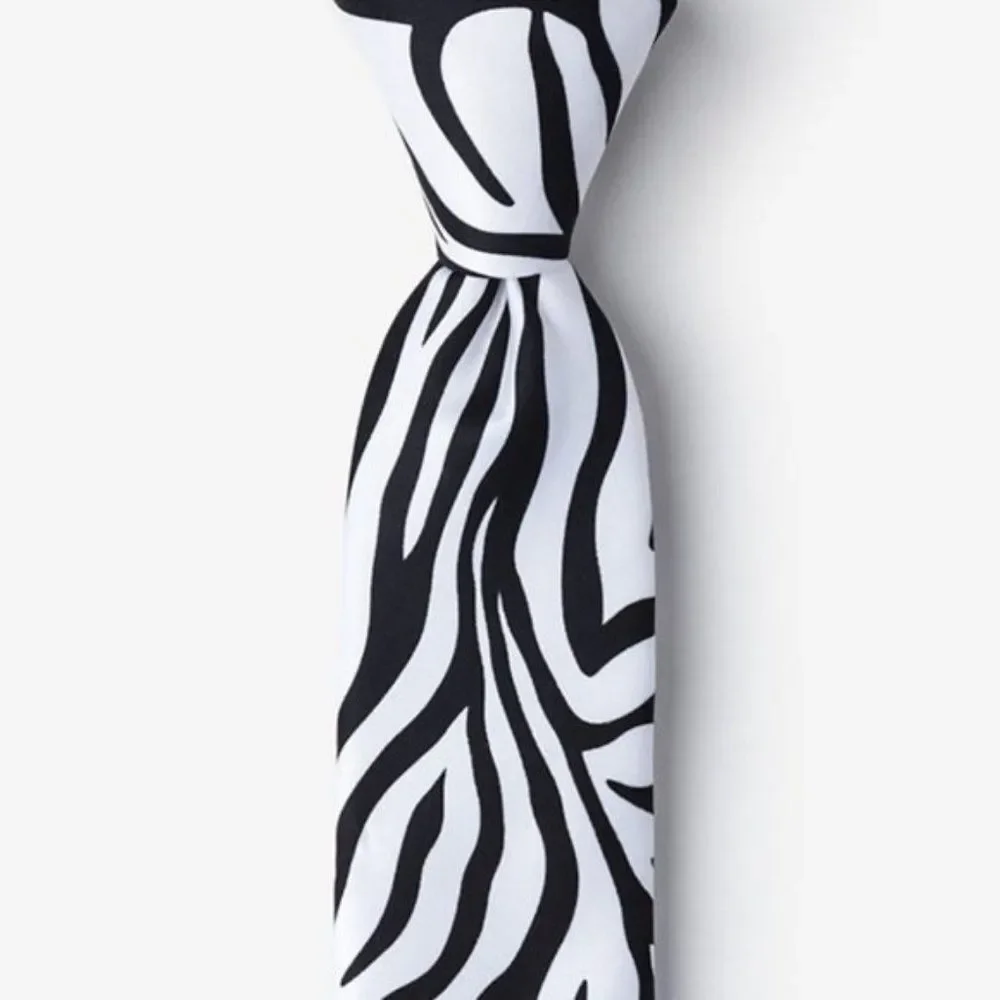 𝅺silk Zebra Print Skinny Tie